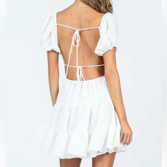 Princess Polly Danny white open back fit and flare tiered ruffled mini dress - Picture 4 of 13